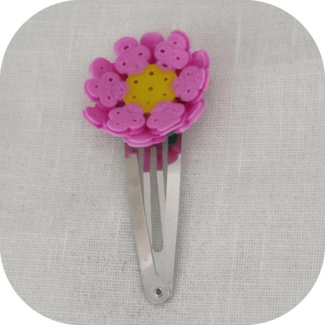 Barrette fleur en perles à repasser pince clic clac