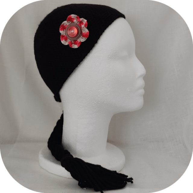 Barrette Bijoux Crochetée et Bouton Rouge pince crocodile
