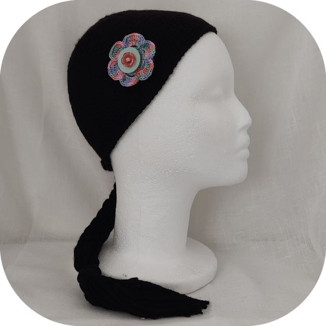 Barrette Bijoux Crochetée et Bouton Bleu 2 pince crocodile