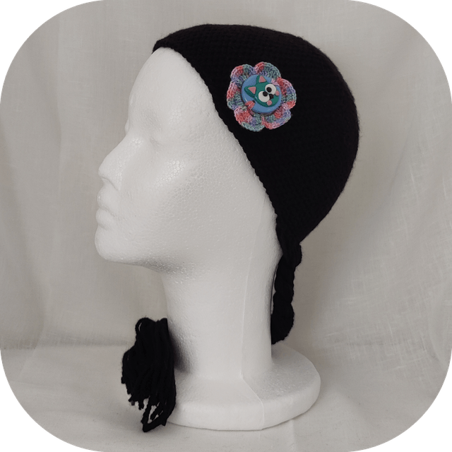 Barrette Bijoux Crochetée et Pâte Polymère Chat Bleu pince crocodile