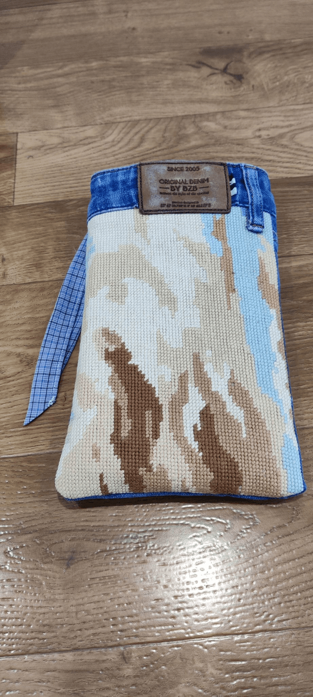 Pochette à livre jean et canevas 25*14cm
