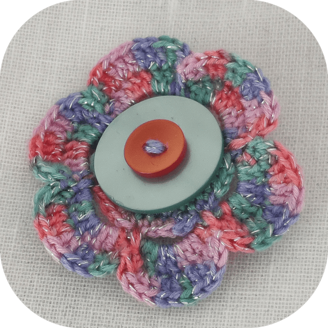 Barrette Bijoux Crochetée et Bouton Bleu 1 pince crocodile