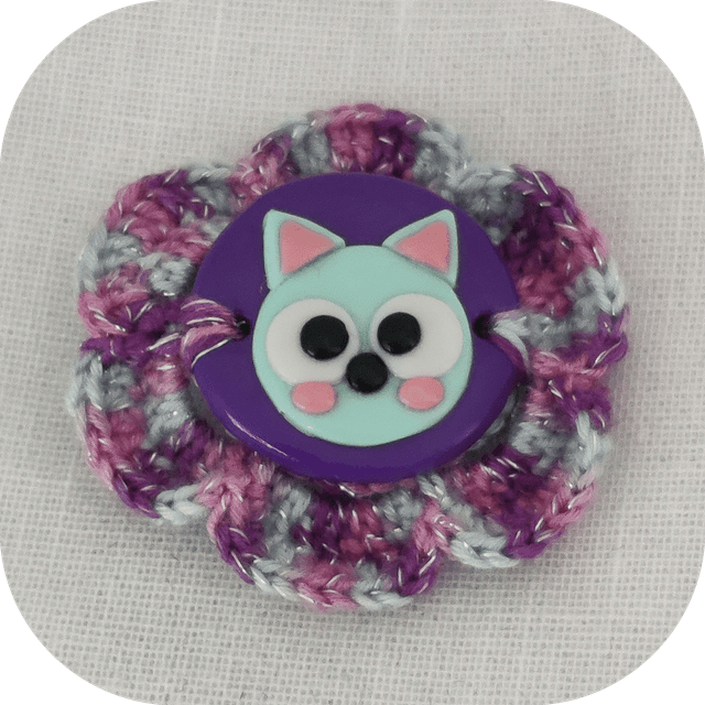 Barrette Bijoux Crochetée et Pâte Polymère Chat Violet pince crocodile