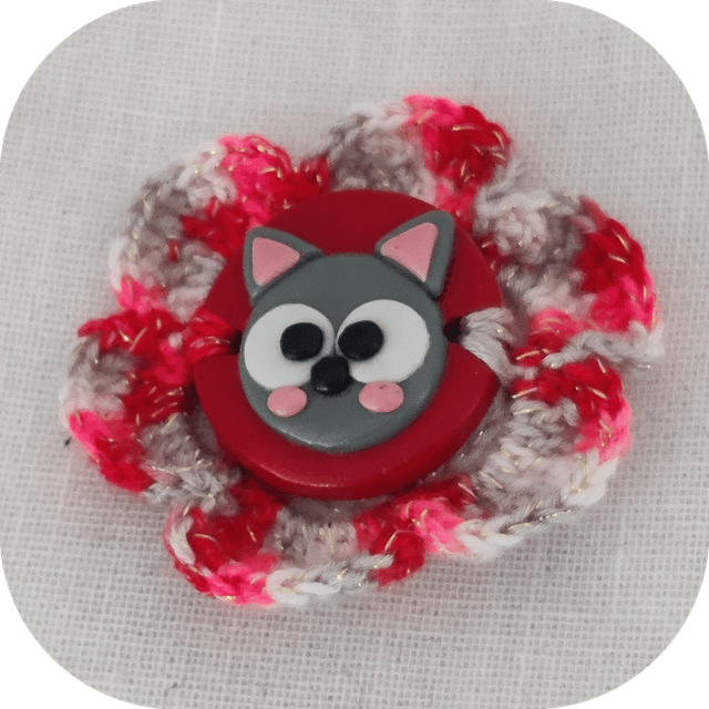 Barrette Bijoux Crochetée et Pâte Polymère Chat Rouge pince crocodile